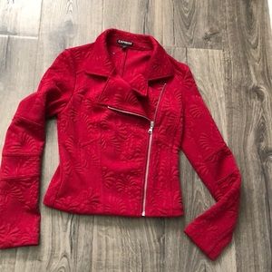 Express red floral zipper jacket WOMENS XS
